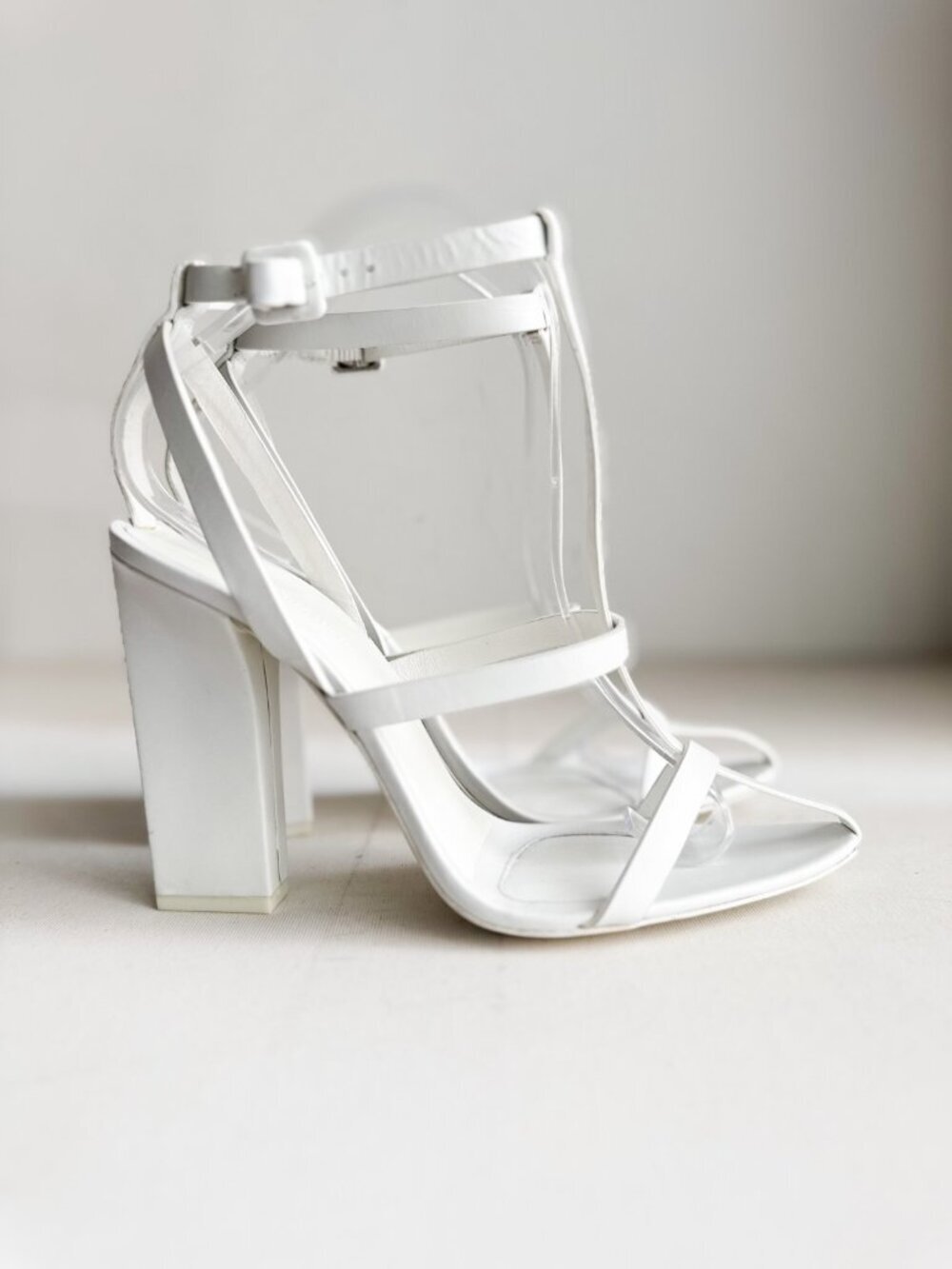 Alexander Wang Runway SS'13 Strappy White Leather Block Heel Sandals 39 - Picture 6 of 11